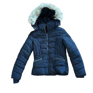 YMI Fur Hood Winter Black Puffer Jacket Size Large